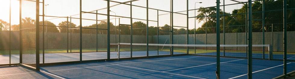 Cancha de padel vacia al atardecer